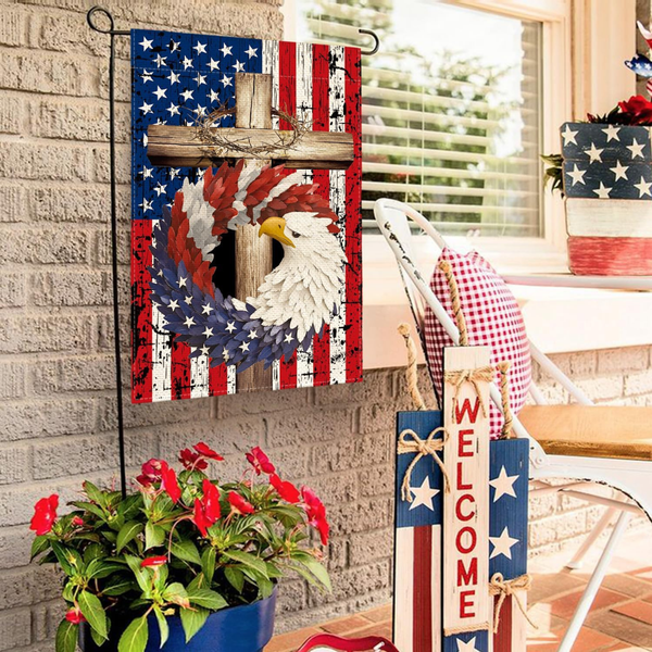 USA Flag with Eagle Patriotic Double Sided Garden Flag