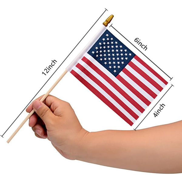 Mini American Flags on Stick 4x6 Inch Handheld US Flags for Patriotic Events