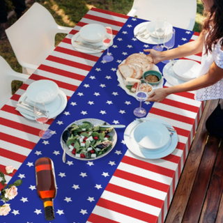 Childom 3 Pack Patriotic Tablecloths 4th of July Decorations,Disposable Plastic Tablecloths 54"x108",Patriotic Themed Party Table Cloth for Kids Birthday Party Supplies,Outside,Picnic,Camping,Memorial