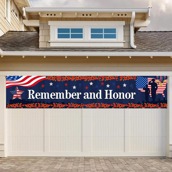 Independence Day Banner Remember and Honor Patriotic Backdrop Decoration
