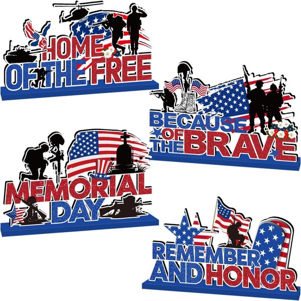 Memorial Day Decorations Wooden Table Centerpiece Set for Patriotic Display