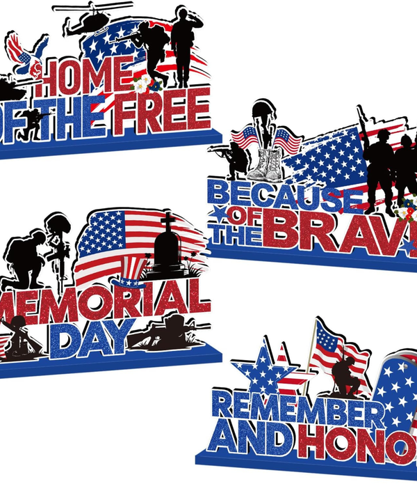 Memorial Day Decorations Wooden Table Centerpiece Set for Patriotic Display