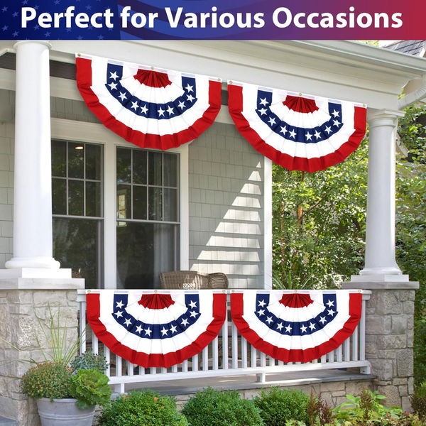 American Flag Bunting Patriotic 6 Pack Pleated Fan Flags for Outdoor Decoration