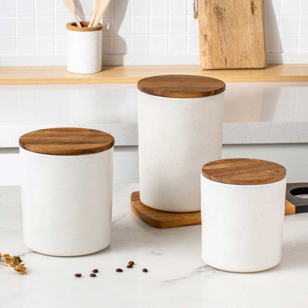 Member's Mark 4-piece Canister With Acacia Wood Lid Set