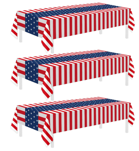 Childom 3 Pack Patriotic Tablecloths 4th of July Decorations,Disposable Plastic Tablecloths 54"x108",Patriotic Themed Party Table Cloth for Kids Birthday Party Supplies,Outside,Picnic,Camping,Memorial