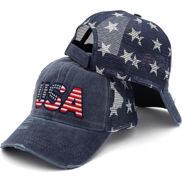 American Flag Hats Patriotic Trucker Cap for 4th of July