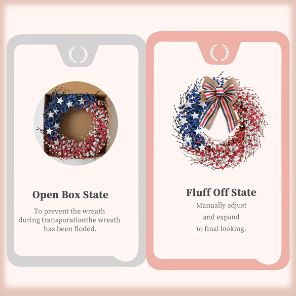 4th of July Wreaths for Front Door Patriotic Decor