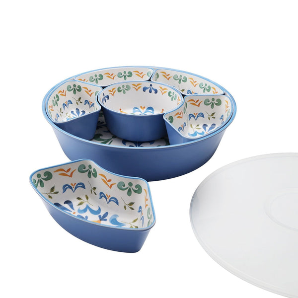 Member's Mark Bamboo Melamine 6-Section Serving Platter with Lazy Susan Base and Storage Lid