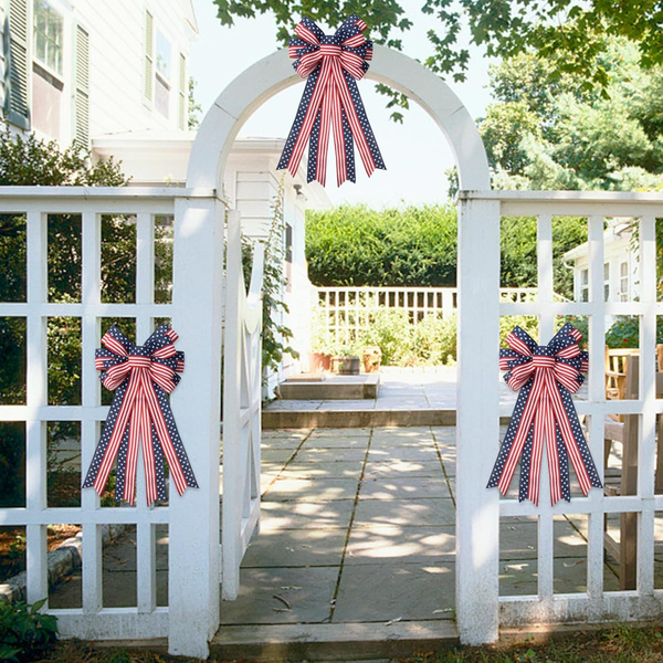 4th of July Wreath Patriotic Bow Door Decorations for Home and Outdoor Use