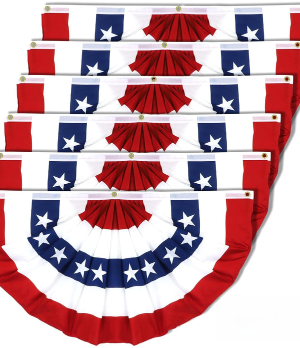 American Flag Bunting Patriotic 6 Pack Pleated Fan Flags for Outdoor Decoration