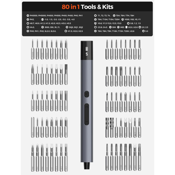Mini Electric Screwdriver 80-in-1 Cordless Precision Repair Kit for Dad
