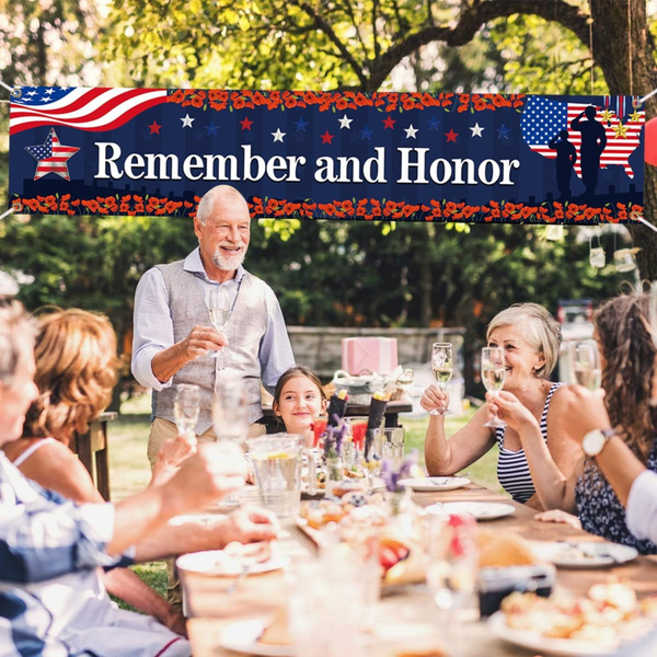 Independence Day Banner Remember and Honor Patriotic Backdrop Decoration