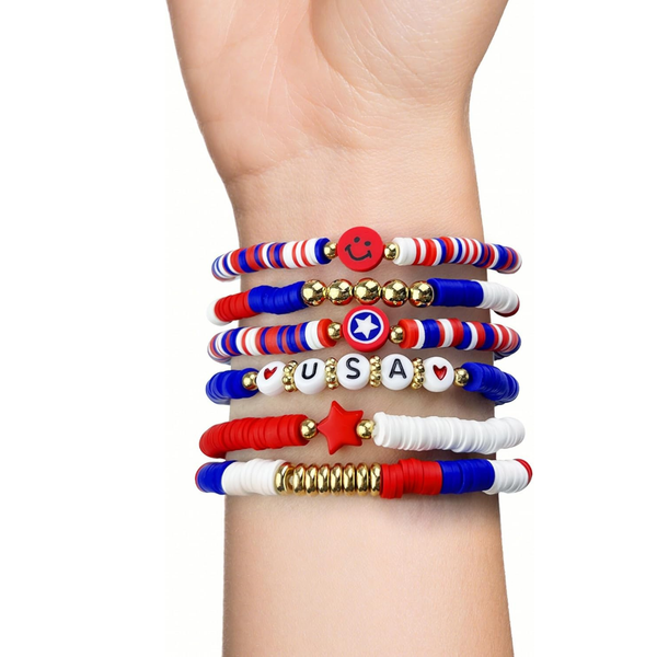Fourth of July Accessories Patriotic Bracelet Set for Women