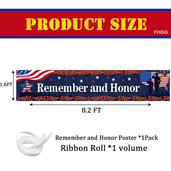 Independence Day Banner Remember and Honor Patriotic Backdrop Decoration