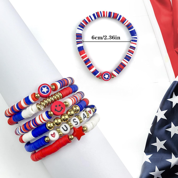 Fourth of July Accessories Patriotic Bracelet Set for Women