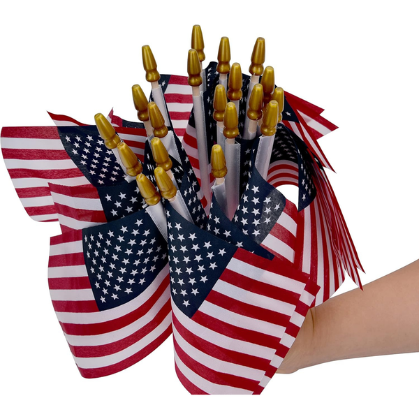 Mini American Flags on Stick 4x6 Inch Handheld US Flags for Patriotic Events