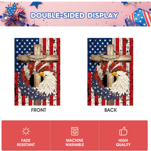 USA Flag with Eagle Patriotic Double Sided Garden Flag