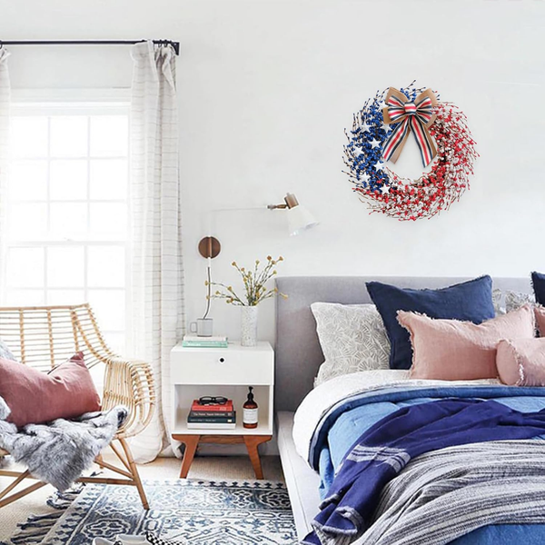 4th of July Wreaths for Front Door Patriotic Decor
