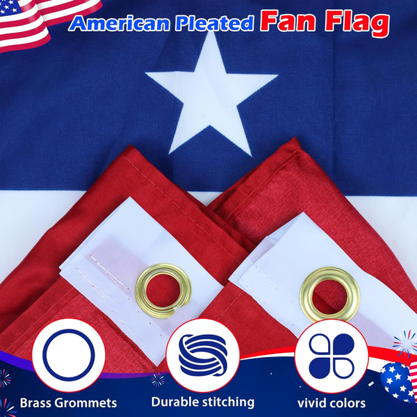 American Flag Bunting Patriotic 6 Pack Pleated Fan Flags for Outdoor Decoration