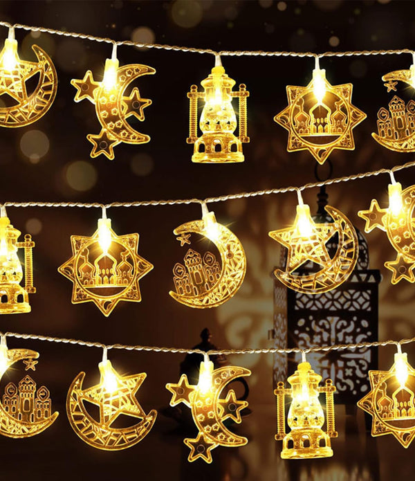 Eid Mubarak Decorations – 9.8Ft 20 LED Star Moon Fairy String Lights for Ramadan Home & Party Decor