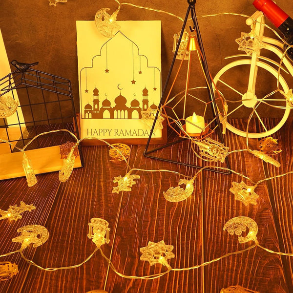Eid Mubarak Decorations – 9.8Ft 20 LED Star Moon Fairy String Lights for Ramadan Home & Party Decor