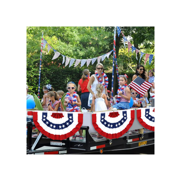 American Flag Bunting Patriotic 6 Pack Pleated Fan Flags for Outdoor Decoration