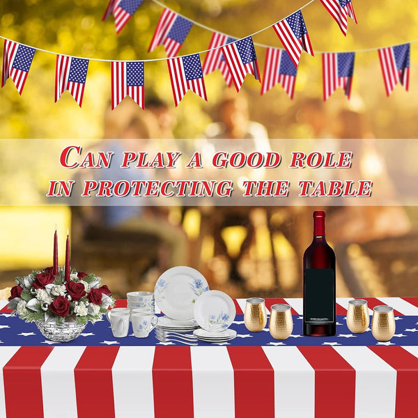 Childom 3 Pack Patriotic Tablecloths 4th of July Decorations,Disposable Plastic Tablecloths 54"x108",Patriotic Themed Party Table Cloth for Kids Birthday Party Supplies,Outside,Picnic,Camping,Memorial
