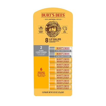 Burt's Bees 100% Natural Origin Beeswax Moisturizing Lip Balm 8 pk.
