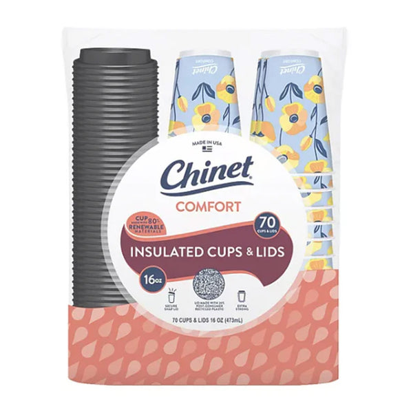 Chinet Comfort Cup and Lids, 16 oz. 70 ct