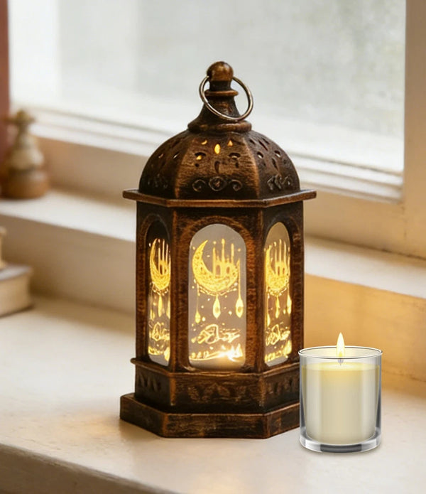 Ramadan Lantern Light-Up Halloween LED Lantern for Table Centerpiece Decor