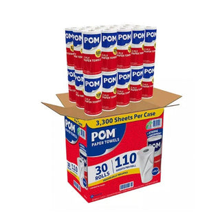 POM Individually Wrapped 2-Ply Paper Towels 110 sheets/roll, 30 rolls