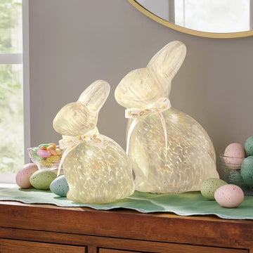 Easter Table Decor –  Pre-Lit Glass Bunny Decor, Set of 2