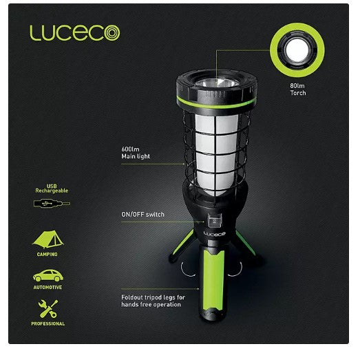 Luceco Rechargeable Olympia Tripod 360° Work Light Twin Pack