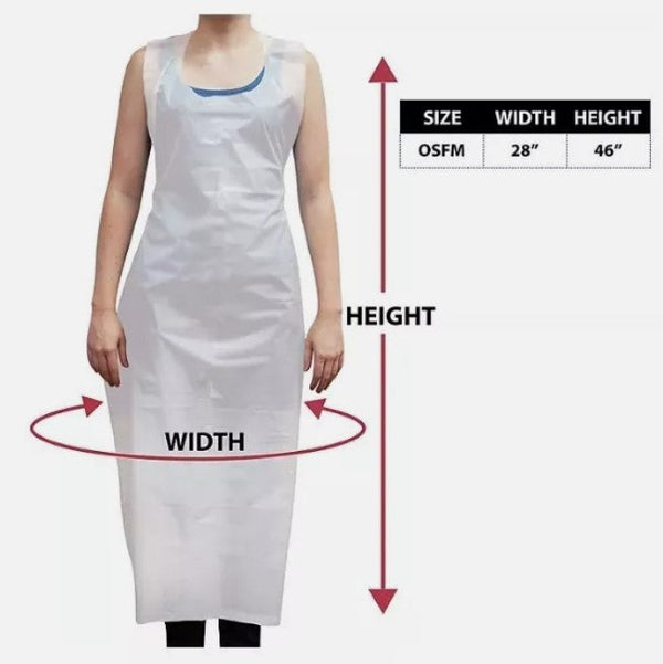 Kleen Chef Disposable Waterproof Poly Aprons, White 100 ct.