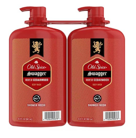 Old Spice Swagger Scent of Cedarwood Men's Body Wash, 33.4 fl. oz., 2 pk