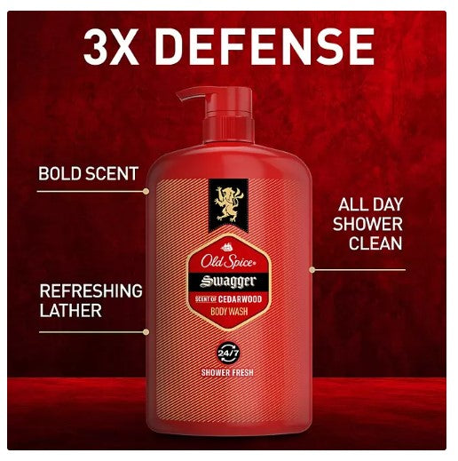 Old Spice Swagger Scent of Cedarwood Men's Body Wash, 33.4 fl. oz., 2 pk