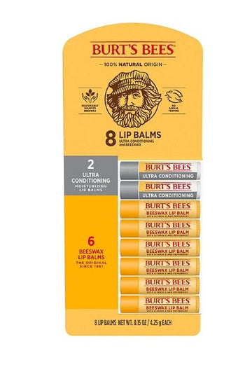 Burt's Bees 100% Natural Origin Beeswax Moisturizing Lip Balm 8 pk.