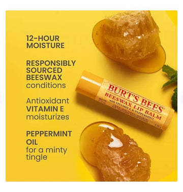 Burt's Bees 100% Natural Origin Beeswax Moisturizing Lip Balm 8 pk.