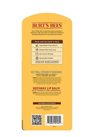 Burt's Bees 100% Natural Origin Beeswax Moisturizing Lip Balm 8 pk.