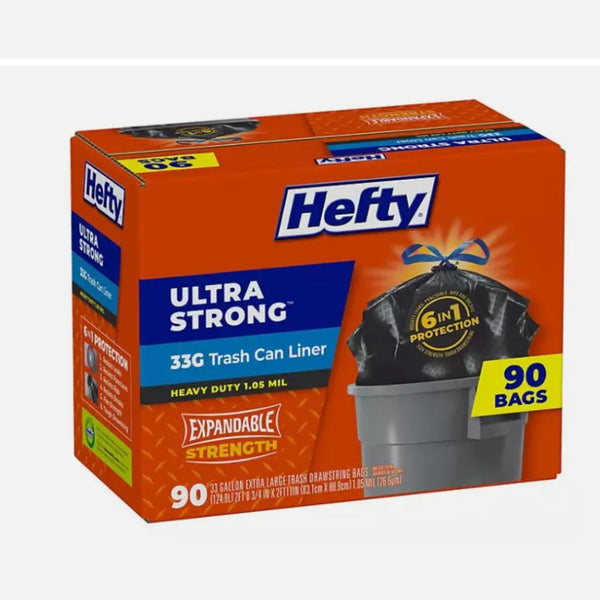 Hefty Ultra Strong Drawstring Trash Bags, Unscented (33 gal., 90 ct.)