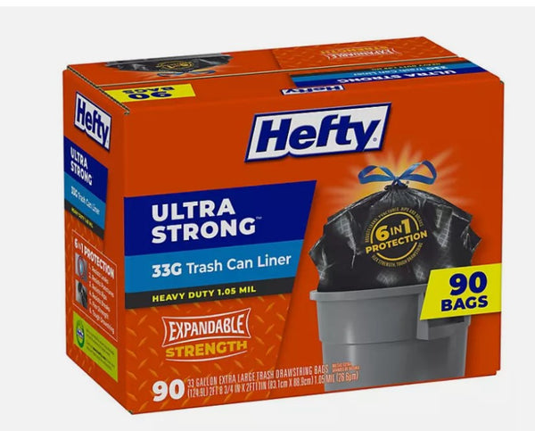 Hefty Ultra Strong Drawstring Trash Bags, Unscented (33 gal., 90 ct.)