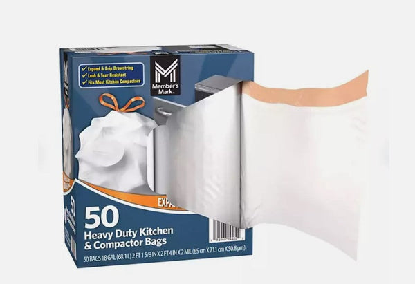 Member's Mark Heavy Duty Kitchen & Compactor Trash Bags (18 gal., 50 ct.)