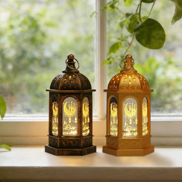 Ramadan Lantern Light-Up Halloween LED Lantern for Table Centerpiece Decor