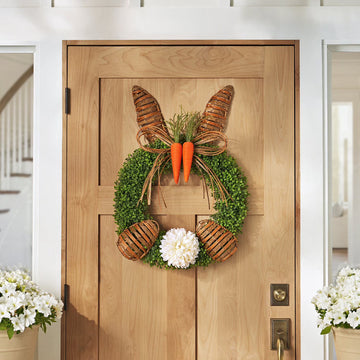 Door Decorations for Easter – 22" Woven Bunny Wreath for Spring & Seasonal Décor