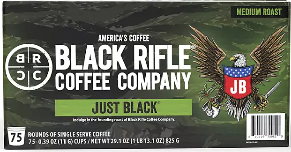 Black Rifle Coffee Company Just Black, Medium Roast K-Cup Coffee Pods - 75 Count