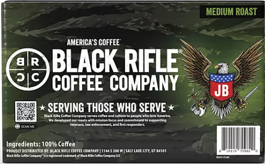 Black Rifle Coffee Company Just Black, Medium Roast K-Cup Coffee Pods - 75 Count