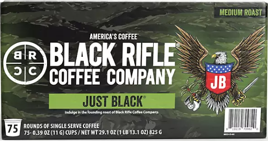 Black Rifle Coffee Company Just Black, Medium Roast K-Cup Coffee Pods - 75 Count