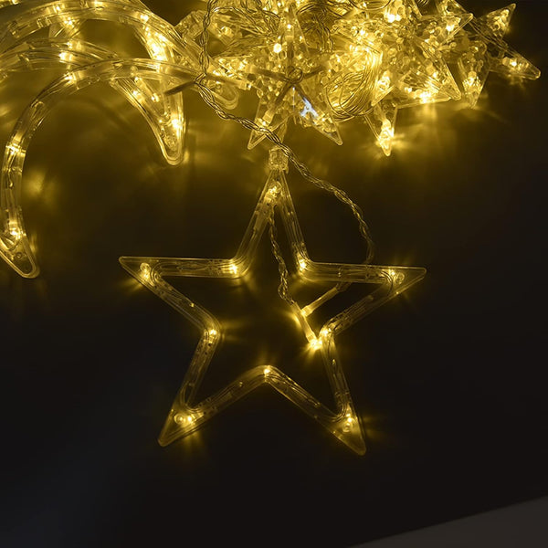 Ramadan Lights – 126 LED Star Lights, Battery Powered Twinkle Star Moon Fairy Lights for Ramadan