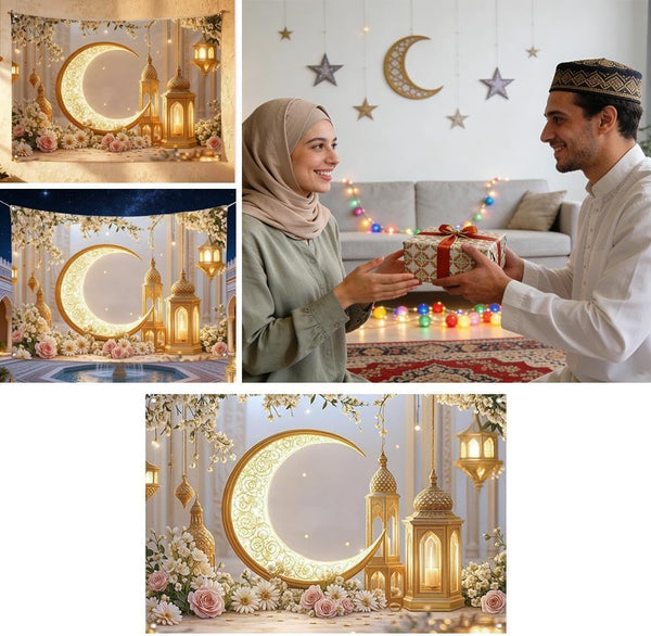 Large Ramadan Wall Decor 40x60 Inch, Eid Mubarak Backdrop for Home Party, Ramadan Banner Islamic Festival Decoration