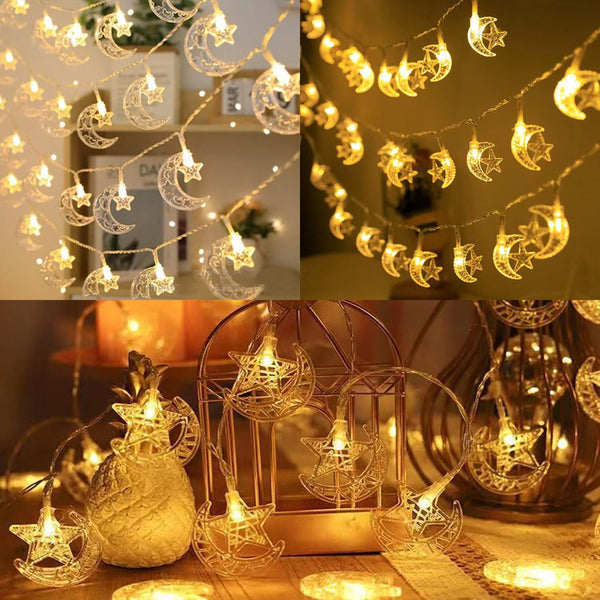 Ramadan Decoration Ideas – 3pcs Burlap Ramadan Mubarak Banner with 20 LED Lights for Home Decor